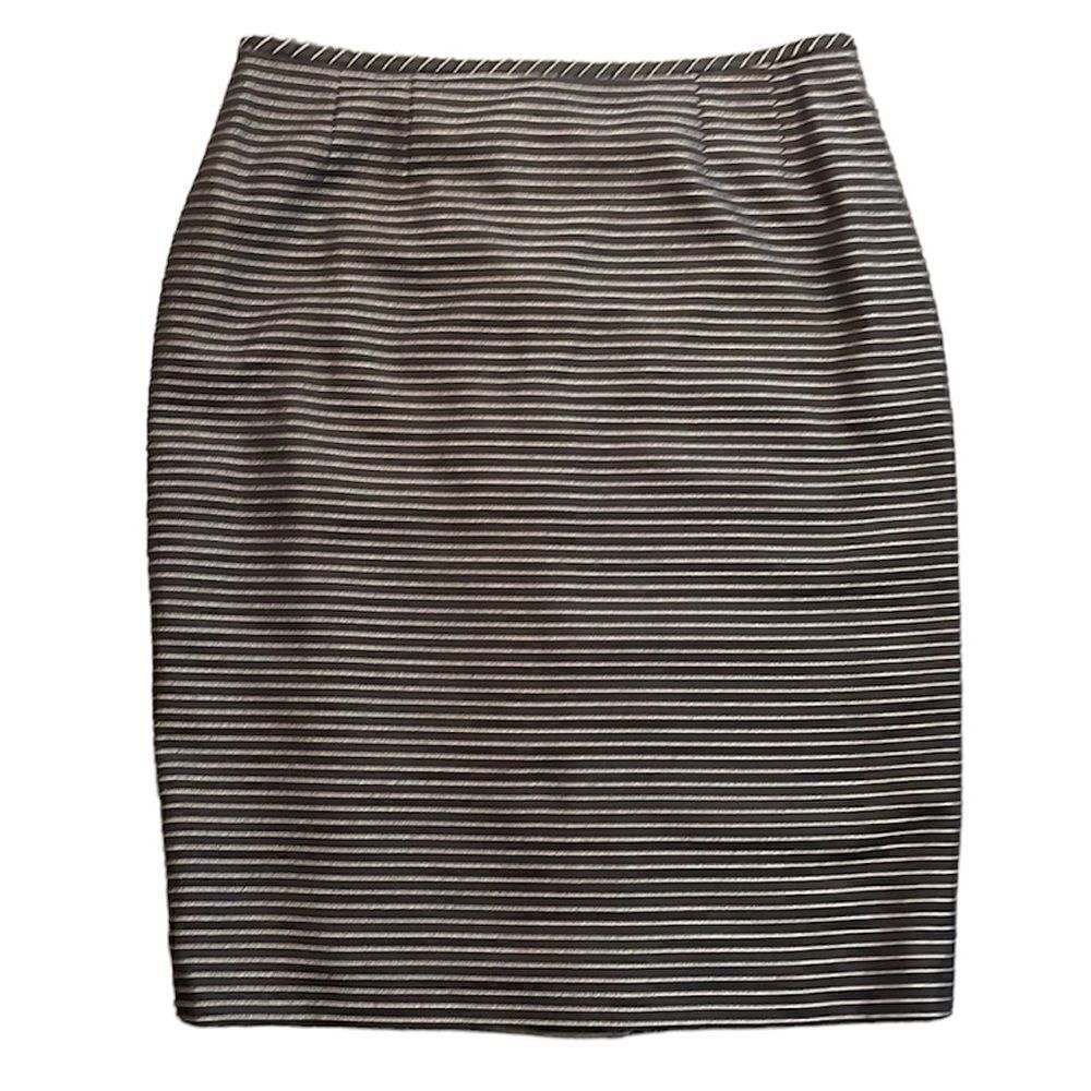 Le Suit Striped Midi Skirt, Size 10